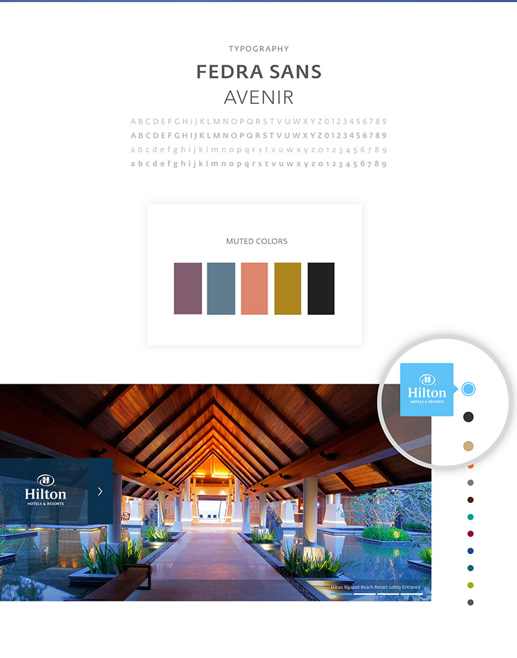 Travel agent typography treatment and color swatches